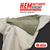 XPERMATE Tv Battaniye Yastık Battaniye Kırlent- Welsoft Battaniye- Yolculuk Yastığı- Uçak Yastığı 145x205Yeşil - 6