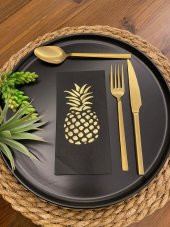 Gold Yaldızlı Siyah Ananas Garson Katlama Peçete 16 lı - 1