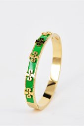 Altın & Yeşil Renk Çelik Kelepçe Paslanmaz 316L SU-863 - 1