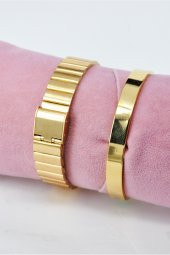 Full Altın Renk Ayarlanır Kordon Yeni Sezon Kadın Kol Saati & 316L Paslanmaz Çelik Bileklik SU-869 - 3