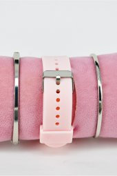 Pembe Silikon Kordonlu Dokunmatik Genç Kız Kadın Kol Saati & Yanındaki Bileklikler SU-859 - 3