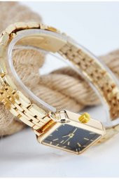 Kadın Kol Saati Vintage Altın Renk Siyah Renk Kadran Şık Sade Zarif Tasarım Su-815 thumbnail 2