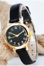 Retro Kadın Kol Saati Siyah Kadran Altın Renk Kasa Şık Zarif Sade SU-810 - 1