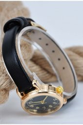 Retro Kadın Kol Saati Siyah Kadran Altın Renk Kasa Şık Zarif Sade SU-810 - 3