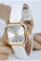 Siyah Beyaz Deri Kordon Minimal Kare Kasa Iki Adet Kadın Kol Saati Su-739 thumbnail 2