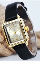 Altın Renk Kasa Ince Bileklilere Özel Retro Minimal Vintage Kadın Kol Saati Su-704 - 1