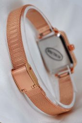 Vintage Retro Kadın Kol Saati Beyaz Kadran Bakır Renk Hasır Kordon Su-437-110 thumbnail 2