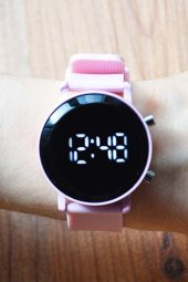 Pembe Renk Silikon Kordonlu Kadın Led Kol Saati Su-472-011 thumbnail 2