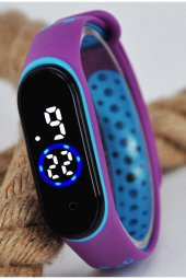 Bordo Mavi Silikon Kordonlu Ince Dokunmatik Kadın Kol Saati Su-554 thumbnail 1