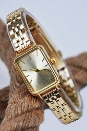 Altın Renk Full Gold Kordon Vintage Minimal Kasa Kol Saati Su-538 - 1
