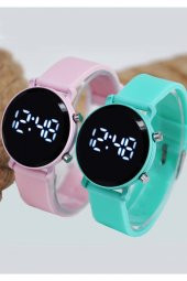 Mint Ve Pembe Renk Şirin Tasarım Iki Adet Genç Kız Çocuk Kol Saati Su-479 - 1