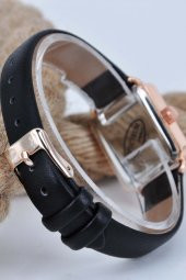 Rose Kasa Siyah Deri Kordonlu Sade Şık Model Bayan Kol Saati Su-581-010 - 3