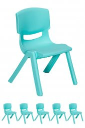 Sandalie Junior 6 Adet Ergonomik Konforlu Anaokulu Kreş Çocuk Sandalyesi - Turkuaz - 1