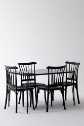 Sandalie Nero Siyah Masa 75X110 Cm Violet Siyah Sandalye Mutfak Masa Takımı thumbnail 1