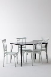 Sandalie Nero Siyah Masa 75X110 Cm Violet Beyaz Sandalye Mutfak Masa Takımı thumbnail 1