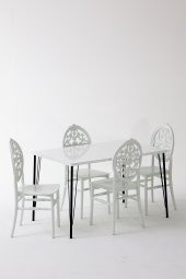 Sandalie Nero Beyaz Masa 75X110 Cm Venüs Beyaz Sandalye Mutfak Masa Takımı thumbnail 1