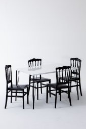 Sandalie Nero Beyaz Masa 75X110 Cm Miray Siyah Sandalye Mutfak Masa Takımı - 1