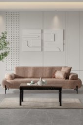 Sandalie Cross Üçlü Salon&Oturma Odası Kanepe - Krem - 1