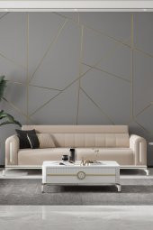 Sandalie Bella Gold Üçlü Salon&Oturma Odası Kanepe - Krem - 1