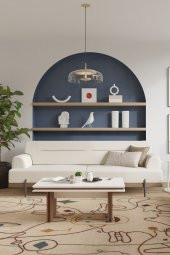 Sandalie Linen Üçlü Salon&Oturma Odası Kanepe - Krem - 1