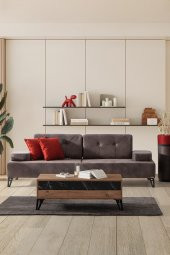 Sandalie Avrupa Üçlü Salon&Oturma Odası Kanepe - Antrasit - 1