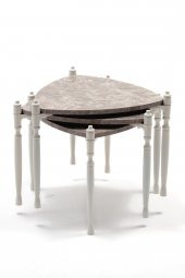 Sandalie Puzzle Salon&Oturma Odası Üçgen Zigon Sehpa Takımı - Mermer Desenli&Bej thumbnail 1