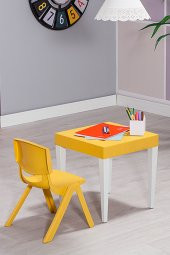Sandalie Junior Kare Ergonomik Konforlu Anaokulu Kreş Çocuk Masası - Sarı - 2