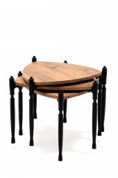 Sandalie Puzzle Salon&Oturma Odası Üçgen Zigon Sehpa Takımı - Atlantik Çam&Siyah thumbnail 1