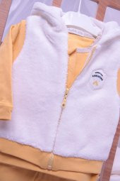 Babyhola Kalın Peluş Yelek Badi Pantolon Erkek Bebek 3'lü Takım 12557 - 3