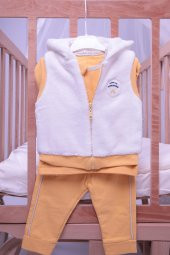Babyhola Kalın Peluş Yelek Badi Pantolon Erkek Bebek 3'lü Takım 12557 - 1