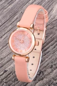 Oleydi Rose Renk Taşlı Kadran Pudra Deri Kayışlı Kordon Roma Rakamlı Kadın Kol Saat ST-304365 thumbnail 3