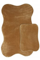 Anatolia 2li Karamel  80x140 + 50x70 cm Büyük Ebat Banyo Paspası Seti Kaymaz Tabanlı Klozet Takımı - 3