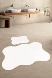 Anatolia 2li Krem 80x140 + 50x70 cm Büyük Ebat Banyo Paspası Seti Kaymaz Tabanlı Klozet Takımı - 1