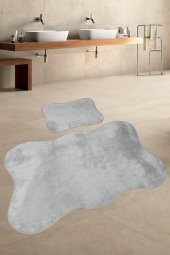 Anatolia Gri 2li 80x140 + 50x70 cm Büyük Ebat Banyo Paspası Seti Klozet Takımı - 1