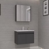 Orka Side 65 cm Kapaklı Antrasit Banyo Dolabı Takımı thumbnail 2