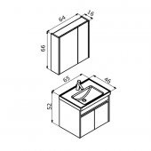 Orka Side 65 cm Kapaklı Antrasit Banyo Dolabı Takımı thumbnail 3