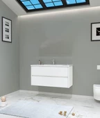 Orka Side 100 cm Çekmeceli Beyaz Banyo Dolabı Alt Modül Lavabo - 1