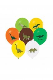 Balonevi Balon 4+1 Vahşi Jurassik Parti Baskılı 12" (8 Li Paket) - 1