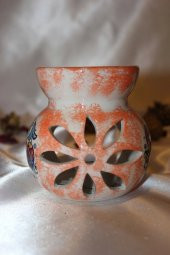 Buhardanlık Seramik Porselen Buhurdanlık Lotus Çiçeği Çini İşlemeli thumbnail 3