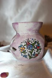 Buhardanlık Seramik Porselen Buhurdanlık Lotus Çiçeği Çini İşlemeli thumbnail 7