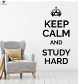 Oturma Odası, Ofis, Dükkan Duvar Sticker Sakin Olun ve Sert İfade Alıntı Çıkartmaları Çalışın thumbnail 1