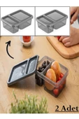 2 Adet Bölmeli Saklama Kabı Ak546 - Beslenme Kutusu Kahvaltılık Çerezlik Kapaklı Kutu thumbnail 1