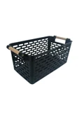 4 Adet Ahşap Renk Plastik Saplı Organizer Sepet Düzenleyici (ASORTİ RENKLER) - 1