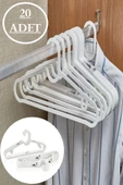 Krem 20 Adet Elbise Askısı - Gömlek Kravat Askısı Plastik Askı Model Askı Dolap Askısı - 1