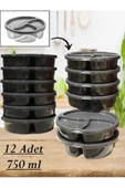 12 Adet AK545 Oval Bölmeli Saklama Kabı Beslenme Kutusu Buzdolabı Kahvaltılık Kapaklı Çerezlik - 1