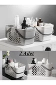2 Adet Gri Ve Beyaz Çok Amaçlı Çamaşır Sepeti Mutfak Düzenleyici Çanta tipi Sepet Organizer - 1