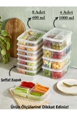 12'li Saklama Seti (8 ADET 400 ML) (4 ADET 1000 ML) 4 Bölmeli Öğünlük Porsiyon Saklama Kabı - 1