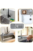 2 Adet Elastik Musluk Matı Su Tutucu Düzenleyici Kaydırmaz Taban Organizer Mutfak Banyo Lavabo - 6