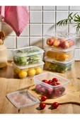 Huge 6 Adet Büyük Boy Saklama Kabı Kapaklı Erzak Taze Sebze Kabı Seti 2 Lt Kapaklı Kutu thumbnail 4