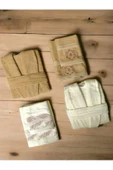 Minteks Silver Krem-Bej 6 Parça Havlulu Bornoz Seti - Aile Banyo Havlu Bornoz Seti - 3